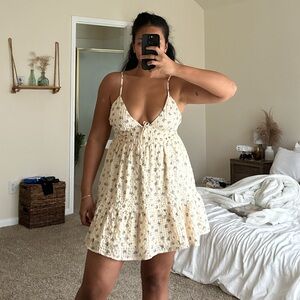 Cream Floral Mini Dress